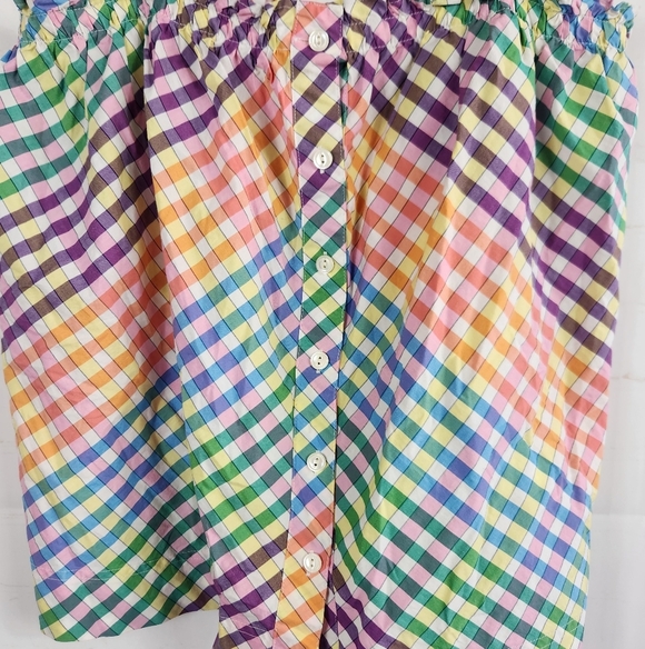J.Crew Matching Set Button-Front Tank Top Tie-Front Midi Skirt Rainbow Gingham 6 - Picture 8 of 16